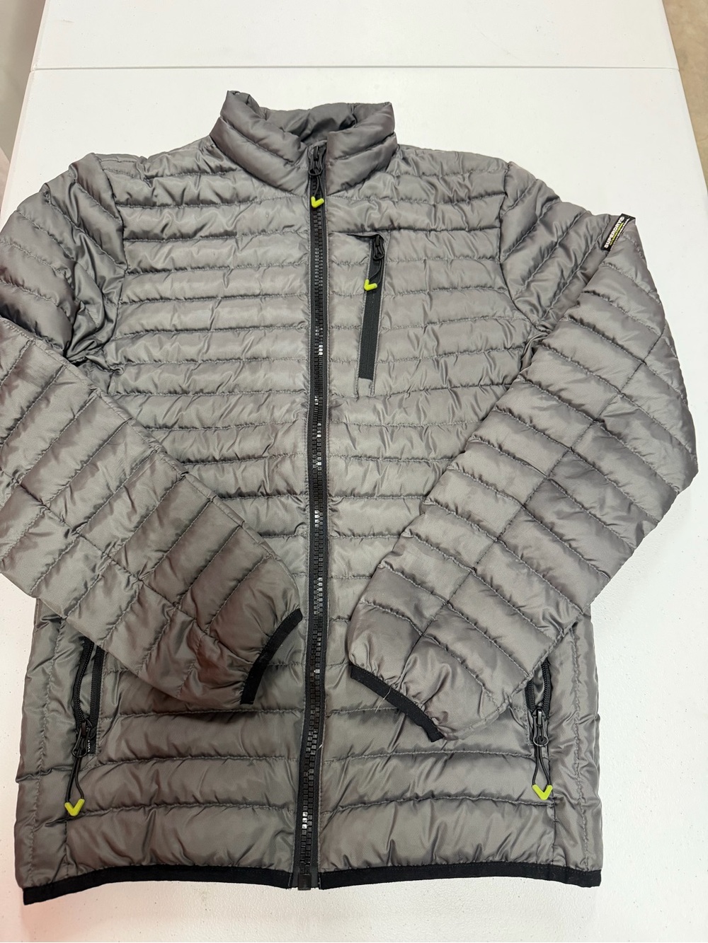 Superdry Core Down Jacket Men’s S Gray 90/10 Down Feather Quilted Puffer Coat